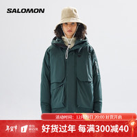 salomon 萨洛蒙 男女款 户外运动舒适防风斥水保暖连帽羽绒服外套 OUTLIFE WP 杰克松绿 C19961 L