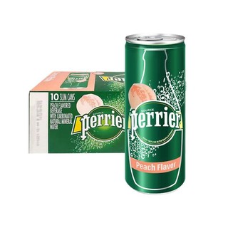 perrier 巴黎水 法国原装进口 桃子味气泡矿泉水 250ml*30罐 整箱装