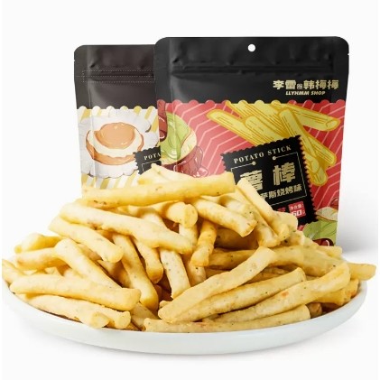 临期品、周四白菜日：李雷yu韩梅梅 土豆薯条棒 烧烤味 60g*2袋+蒜蓉扇贝味 60g*2袋