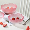 创意日式莲雾粉玻璃水果沙拉碗套装雪糕甜品碗家用客厅水果盘