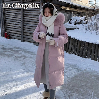 La Chapelle 精选冬季羽绒服女中长款粉色(环保毛领) S