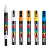 uni 三菱铅笔 POSCA PC-5M水性丙烯马克笔POP海报涂鸦手绘彩色记号笔1.8-2.5mm速干防水美术院校动漫设计