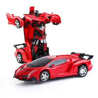木丁丁 儿童遥控车汽车 一键变形玩具机器人 可充电男孩玩具模型新年礼物