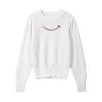 HSTYLE 韩都衣舍 女士圆领毛衣 DM0099 云白色 L