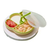scoornest 科巢 猫爪餐盘 双色款 莱瑟绿+盖子+吸管