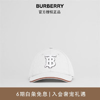 BURBERRY 博柏利 2021秋冬专属标识图案棉麻混纺帆布棒球帽80430411 白色 L