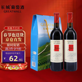 GREATWALL 长城（GreatWall ) 红酒 海岸葡园解百纳干红葡萄酒（促销装） 750ml*2