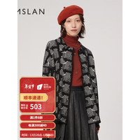 THEMSLAN 毛衣女秋冬新款修身毛织提花外套针织开衫女mslan MDDA2309 乌黑 L