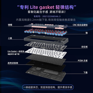 SKYLOONG小呆虫GK75旋钮轻弹Gasket冰川光轴快银V3灰黑字透游戏RGB全键无冲热拔插办公电竞机械键盘