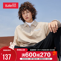 Baleno 班尼路 秋冬港风简约刺绣polo领长袖男休闲复古 独立款 12K 浅杏色 L