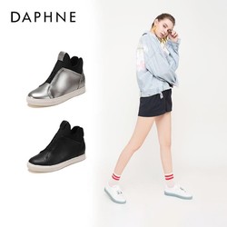 DAPHNE 达芙妮 旗下鞋柜系列秋冬圆头高帮短靴女绒里靴套脚女靴