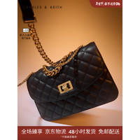 CHARLES & KEITH CHARLES&KEITH;早春新品CK2-70701136-2女士优雅菱格链条单肩包 Black黑色 S