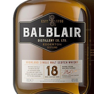 Balblair 巴布莱尔 18年 单一麦芽 苏格兰威士忌 46% 700ml 礼盒装