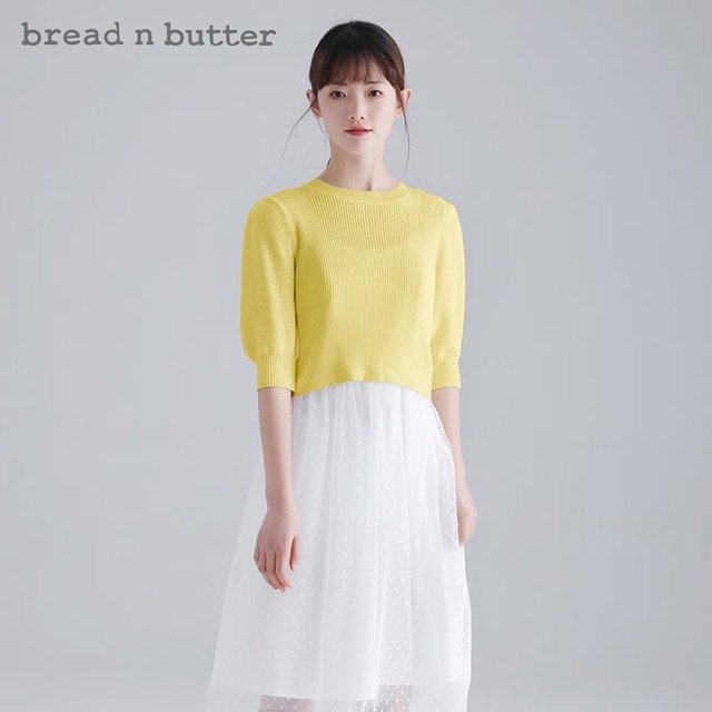 bread n butter 面包黄油 圆领气质针织衫套头衫上衣 象牙色 P/160XS