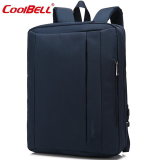 coolbell 酷贝尔 CB-5501双肩包男多功能手提包防水耐磨户外商务电脑背包 蓝色