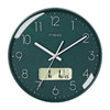 TIMESS 卧室圆形钟表家用免打孔时钟时尚创意简约扫秒机芯石英钟P12B-9绿面白字30厘米