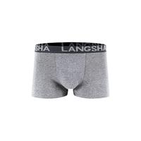 Langsha 浪莎 男士棉质平角内裤套装 4条装(深灰+黑色+藏青+浅灰) XXL