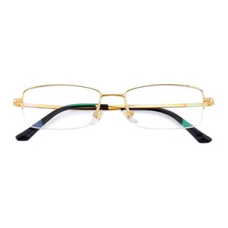 潮库 15012 金色记忆钛半框眼镜框+1.67折射率 防蓝光镜片