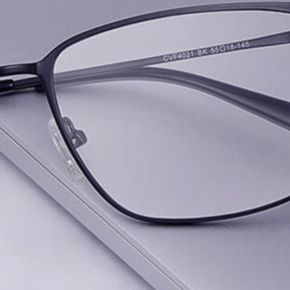 essilor 依视路 CVF4021BK 半钛眼镜框+钻晶A4系列 防蓝光镜片