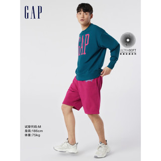 Gap 男女装LOGO法式圈织软卫衣877466冬季情侣复古运动上衣 夜空蓝 175/92A(S)