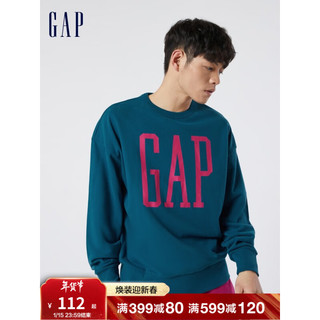 Gap 男女装LOGO法式圈织软卫衣877466冬季情侣复古运动上衣 夜空蓝 175/92A(S)