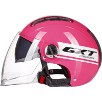 GXT 摩托车帽复古电动摩托头盔男女安全帽可爱四季头盔3C认证 玫红字标 L（建议头围57-58CM）