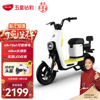 五星钻豹电动车新国标48V24AH锂电电瓶车电动自行车 B5plus-24珠光白/黄绿 B5plus-18 珠光白/源彩黄绿