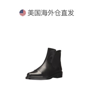 美国直邮stuart weitzman/SW GOBI 牛皮切尔西靴短靴粗跟女士靴子 黑色 5.5