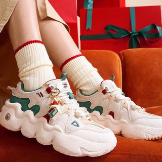 FILA 斐乐 Panini Xmas 女子休闲运动鞋 F12W312113F-SL 雪白/百合白 39