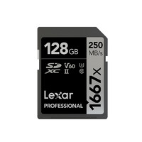 Lexar 雷克沙 SD卡128G 1667X 250M/S高速微单反相机内存卡UHS-II 4K V60 SDXC卡128G摄像机内存卡SD存储卡128G