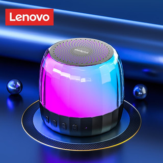 联想（LENOVO）无线蓝牙音箱高音质迷你小音响超重低音炮插卡大音量户外车载 黑炫酷七彩灯【蓝牙/TF卡双模式播放+HIFI超 官方标配