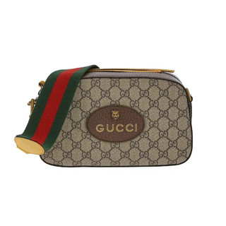 GUCCI 古驰 Supreme红绿织袋黄铜配件邮差包单肩包