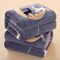 洛贝奇 毛毯毛毯被保暖牛奶绒毯子盖毯冬季午睡毯宿舍办公加厚空调礼品毯 星空之鹿 180*200cm