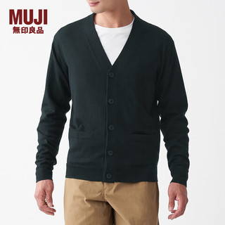 MUJI 無印良品 无印良品 MUJI 男式 美利奴羊毛 高针距V领开衫 黑色 S