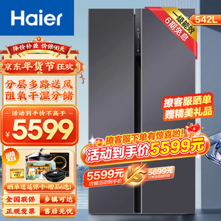 Haier 海尔 冰箱双开大容量对开门双变频家用冰箱超薄嵌入大容量风冷无霜节能省电TABT杀菌 542L