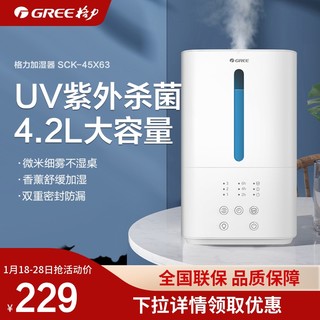 GREE 格力 加湿器除菌卧室孕妇婴儿上加水小型家用香薰大雾量