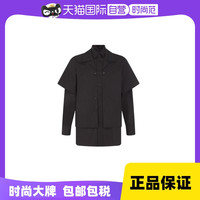 STAFFONLY 2022秋季黑色假两件拼接男士长袖休闲衬衫外套