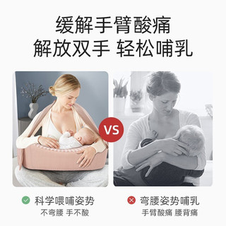 枕工坊哺乳枕头喂奶神器喂奶抱枕婴儿背带横抱多功能哺乳靠枕 樱花粉（A面天丝+B面3D网眼）