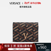 VERSACE 范思哲 女士字钱夹卡包奢侈品黑色+焦糖色+黑色金色 新年礼物