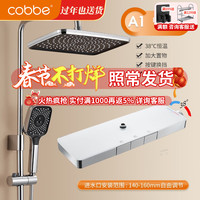 卡贝（cobbe） 白色淋浴器花洒套装家用浴室沐浴精铜主体卫浴淋雨洗澡喷头 三功能+亮银喷头