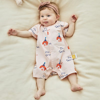 woobaby babycare旗下新生儿衣服夏季纯棉纱布婴儿夏季薄款连体衣