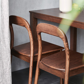 原始原素 实木餐椅 橡木椅子北欧创意餐厅饭桌休闲椅 黑胡桃色 JD-4305