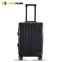 Caseman 卡斯曼 拉杆箱24英寸铝框可登机行李箱男女时尚万向轮旅行箱商务出差密码箱  101C  黑色  24英寸