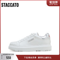 STACCATO 思加图 2022春季新款小白鞋厚底板鞋系带休闲鞋女皮鞋子9AY20AM2
