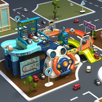 Hasbro 孩之宝 轨道车玩具电动汽车大楼停车场
