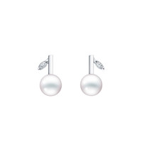 TASAKI 塔思琦 kugel系列 E-4406-18KWG 叶片18K白金珍珠钻石耳钉