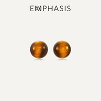 EMPHASIS 宇系列 18K玫瑰金虎眼石耳钉 91395E