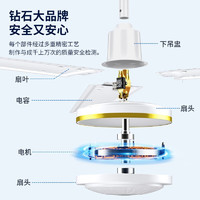 DIAMOND 钻石牌 吊扇电风扇家用客厅1.4米56吋楼顶扇工业大风力吸顶电风扇 56寸大电机100W