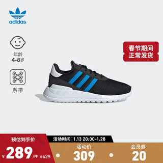 adidas 阿迪达斯 官方三叶草LA TRAINER LITE C男小童舒适网面运动鞋GZ4284 黑/蓝/白 35(210mm)