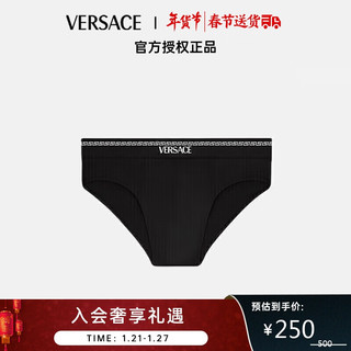 VERSACE 范思哲 22秋冬 奢侈品男装回形纹字母LOGO镶边棉质三角内裤黑色1003691-1A02541-1B0005